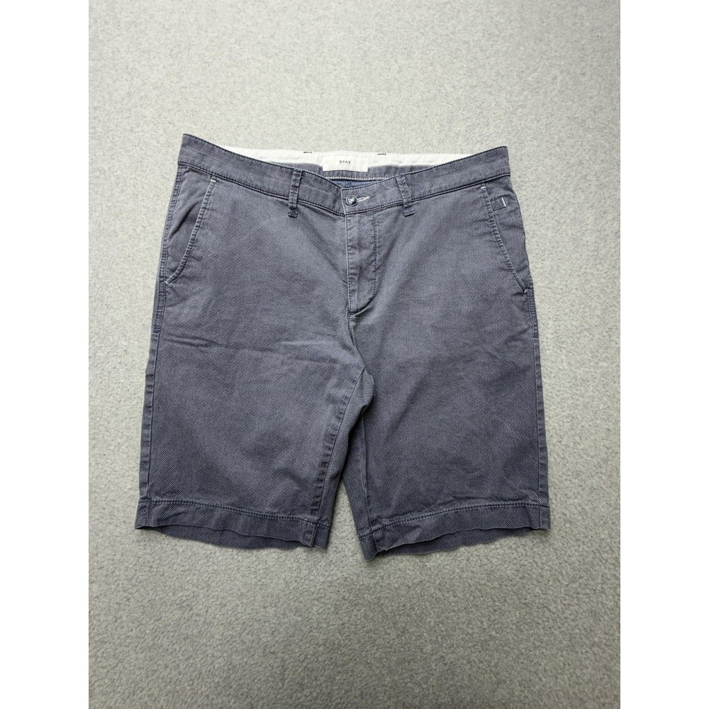 Brax Chino‎ Shorts Mens 36 Blue Geometric Pattern Flat Front 11" Inseam Summer